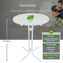 TRUTZHOLM taittopöytä 2 kpl, valkoinen, Ø 70 cm, korkeus 110 cm, teräs ja MDF