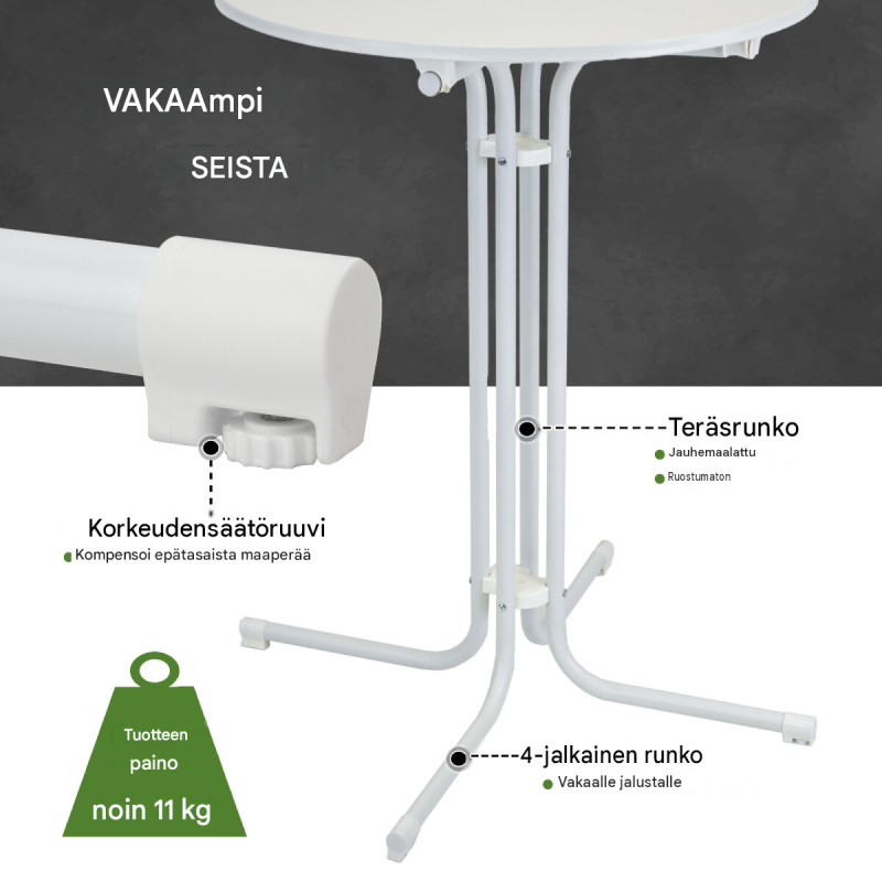 TRUTZHOLM kokoontaitettava seisomapöytä 2 kpl, valkoinen, Ø 80 cm, korkeus 110 cm