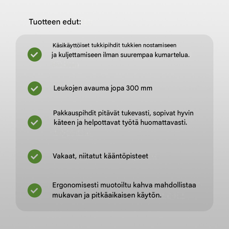 Tukkipihdit 3 kpl, 300 mm, mangaaniteräs 65, vihreä ja hopea