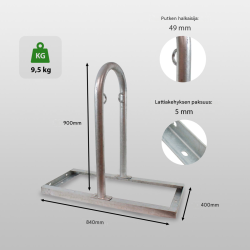 5 kpl polkupyörätelineitä Parker Typ U, 10 paikkaa, teräs, 900 x 840 mm, harmaa