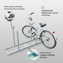 5 kpl polkupyörätelineitä Parker Typ U, 10 paikkaa, teräs, 900 x 840 mm, harmaa