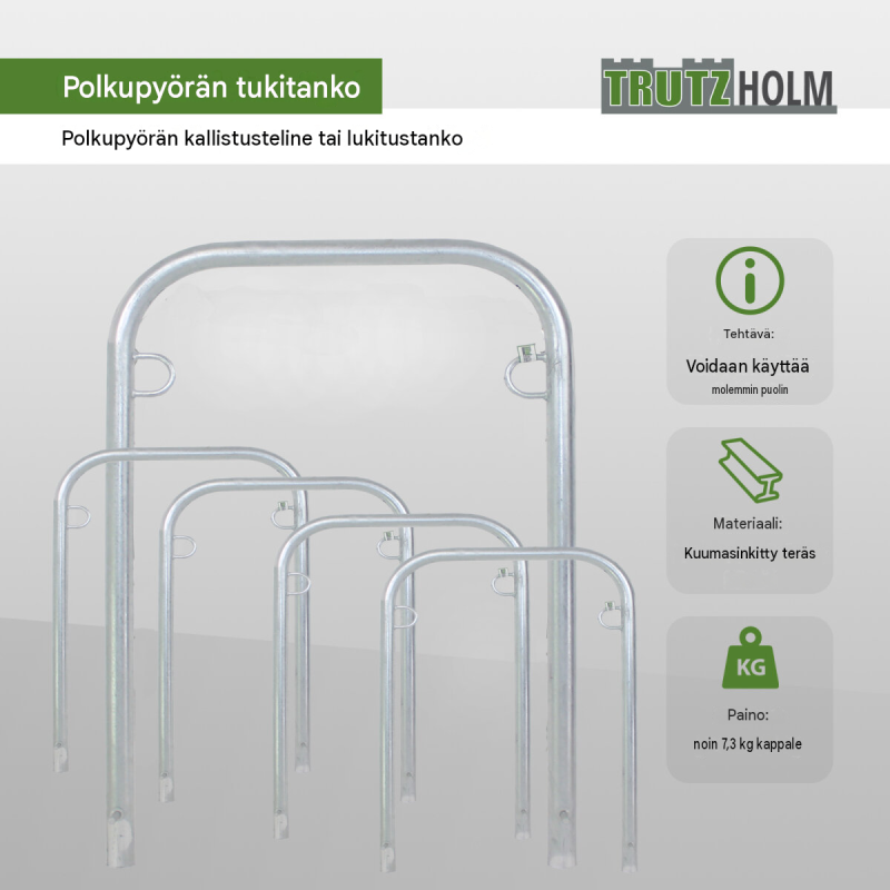 Polkupyöräteline 5 kpl, teräs, kuumasinkitty, 1140 x 780 mm, betoniperustus