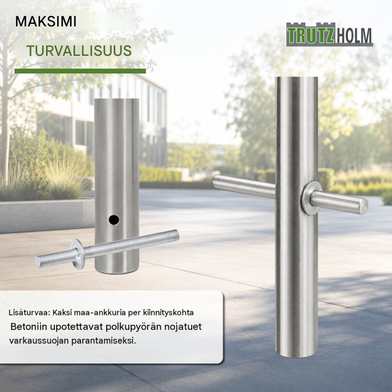 Polkupyöräteline 5 kpl, ruostumaton teräs, 115 x 58 cm, 10 paikkaa, betonoitava