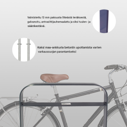 Polkupyöräteline 5 kpl, 2 paikkaa, 1150 x 760 mm, antrasiitti, betonoitava teräs
