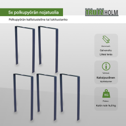 Polkupyöräteline 5 kpl, antrasiitti, 2 paikkaa, 1150 x 760 mm, betonoitava, 13 mm lattateräs