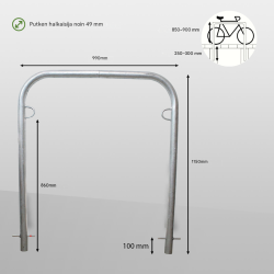 5 kpl pyöräteline, kuumasinkitty teräs, 1150 x 990 mm, betonoitava, 34857