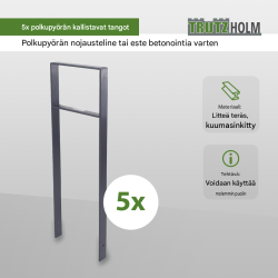 Polkupyörän nojateline 5 kpl 10 paikkaa antrasiitti 1165 x 390 mm betoniin asennettava