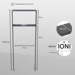 Polkupyörän nojateline 5 kpl, 10 paikkaa, antrasiitti, 1165 x 390 mm, betoniin asennettava