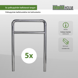 TRUTZHOLM pyöräteline 5 kpl, ruostumaton teräs, 1180 x 780 mm, Ø 60 mm, betoniasennus