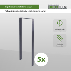 5 kpl TRUTZHOLM-pyöräteline 1190 x 390 mm, antrasiitti, 10 pyörälle, betonoitava, 35062