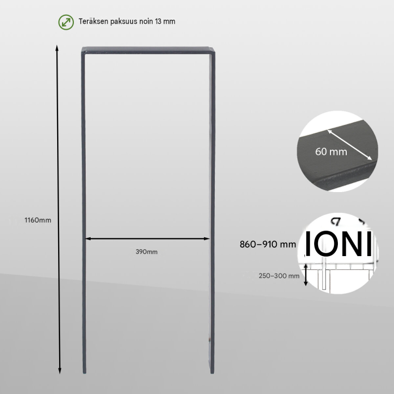 5 kpl TRUTZHOLM-pyöräteline 1190 x 390 mm, antrasiitti, 10 pyörälle, betonoitava, 35062