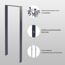 5 kpl TRUTZHOLM-pyöräteline 1190 x 390 mm, antrasiitti, 10 pyörälle, betonoitava, 35062