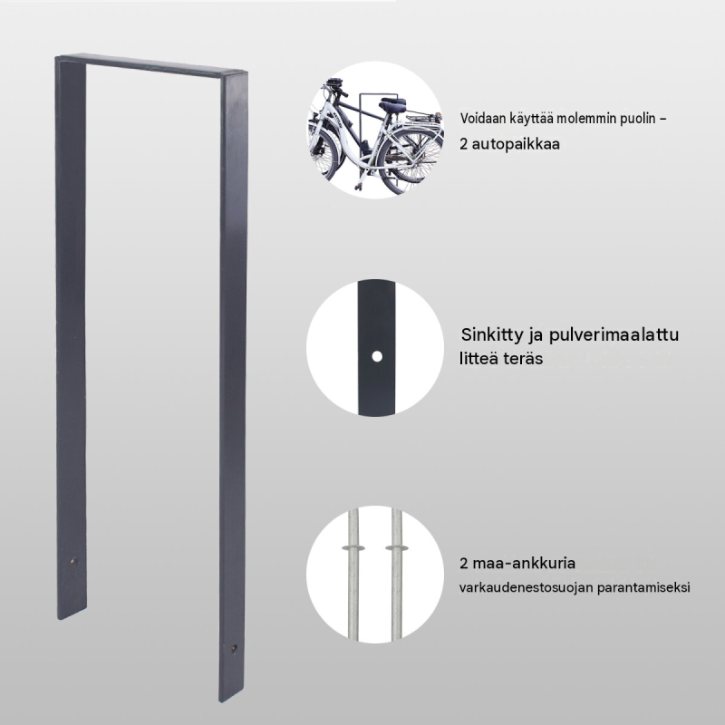 5 kpl TRUTZHOLM-pyöräteline 1190 x 390 mm, antrasiitti, 10 pyörälle, betonoitava, 35062