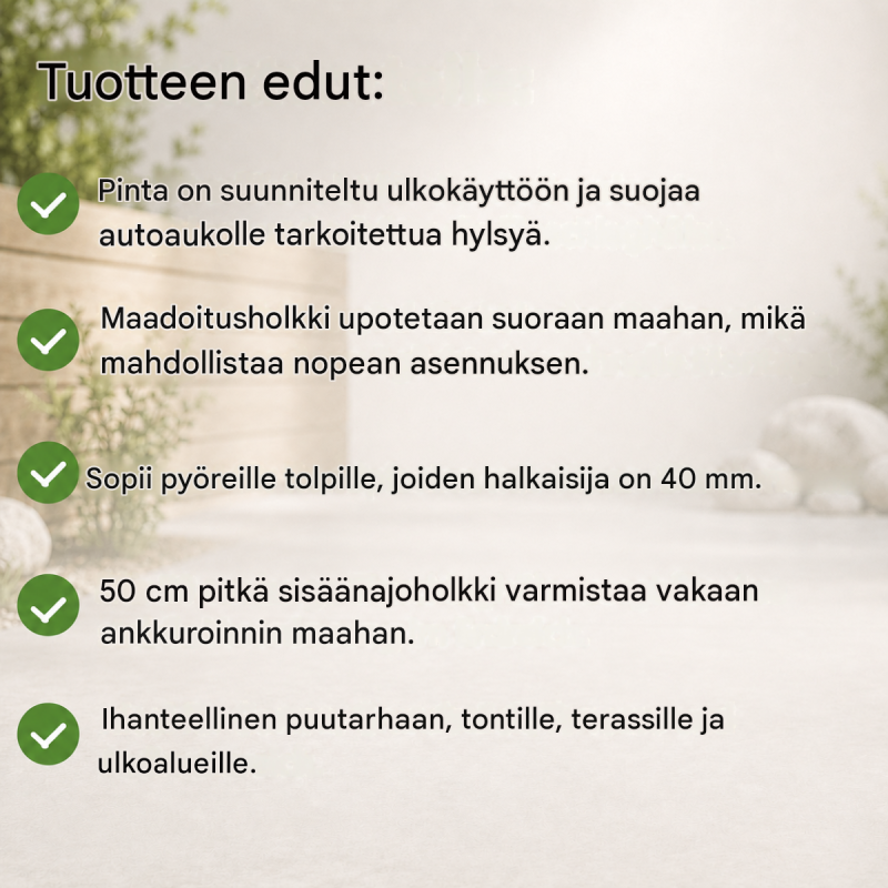 Maahanlyöntiholkki 5 kpl, kuumasinkitty teräs, 40 mm, 500 mm, 100 x 100 mm