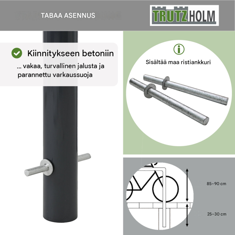5 kpl TRUTZHOLM-polkupyöräteline, antrasiitti, teräs, 115 x 52 cm, 2 pyörää/teline