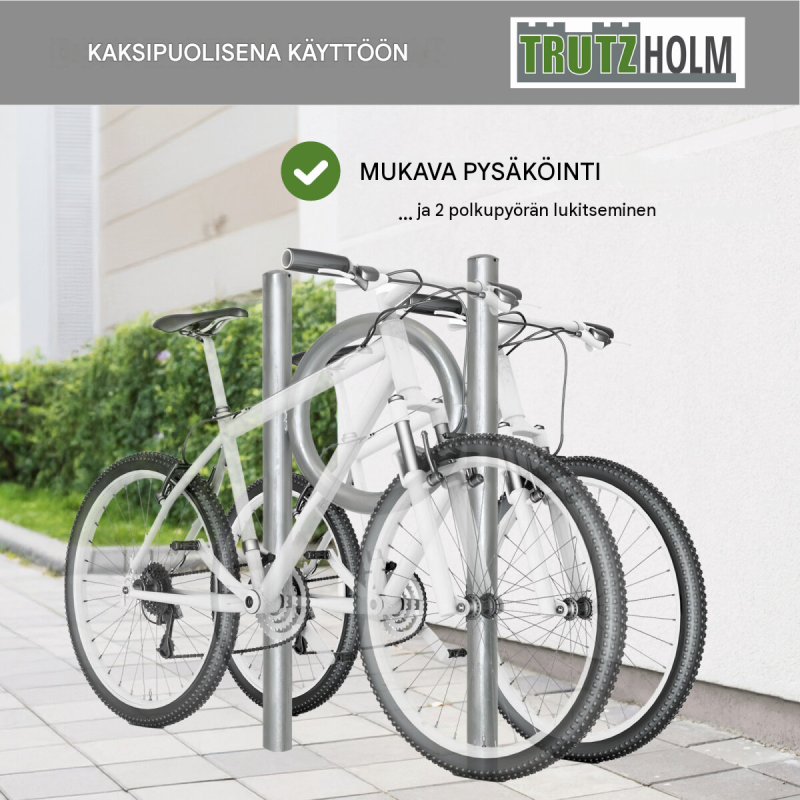 TRUTZHOLM 5 kpl pyöräteline, 115 x 53 cm, kuumasinkitty teräs, 2 polkupyörälle, betonoitava