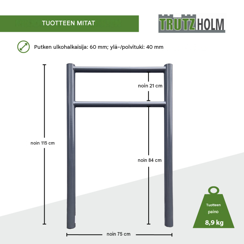 Pyöräteline 5 kpl, polvituki, 1150 x 750 mm, teräs, Anthrazit RAL 7016