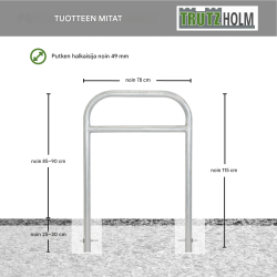TRUTZHOLM-polkupyöräteline 5 kpl, teräs, kuumasinkitty, 1150 x 780 mm, 2 pyörälle