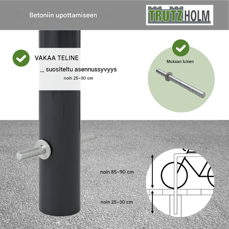 TRUTZHOLM-pyöräteline 5 kpl, 115 x 76 cm, teräs, antrasiitti, betonointiin