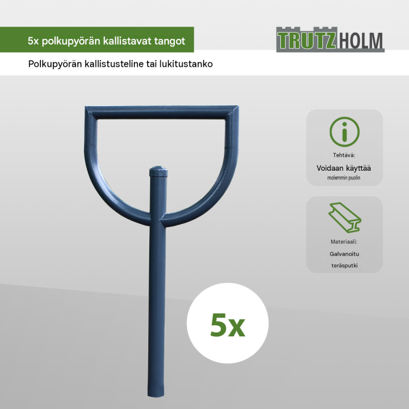TRUTZHOLM polkupyörän nojausteline 5 kpl, teräs, antrasiitti, 1180 x 560 mm, Ø60 mm