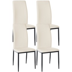 Tyylikäs neljän ruokatuolin setti sametti- tai keinonahkapäällysteellä