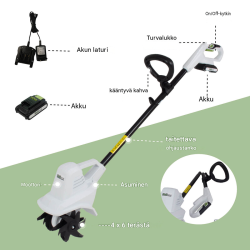 TRUTZHOLM akkumultivaattori 20 V, 19 cm, 24 terää, 2 akkua ja laturi