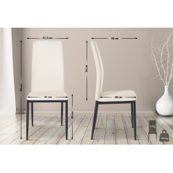 Tyylikäs neljän ruokatuolin setti sametti- tai keinonahkapäällysteellä