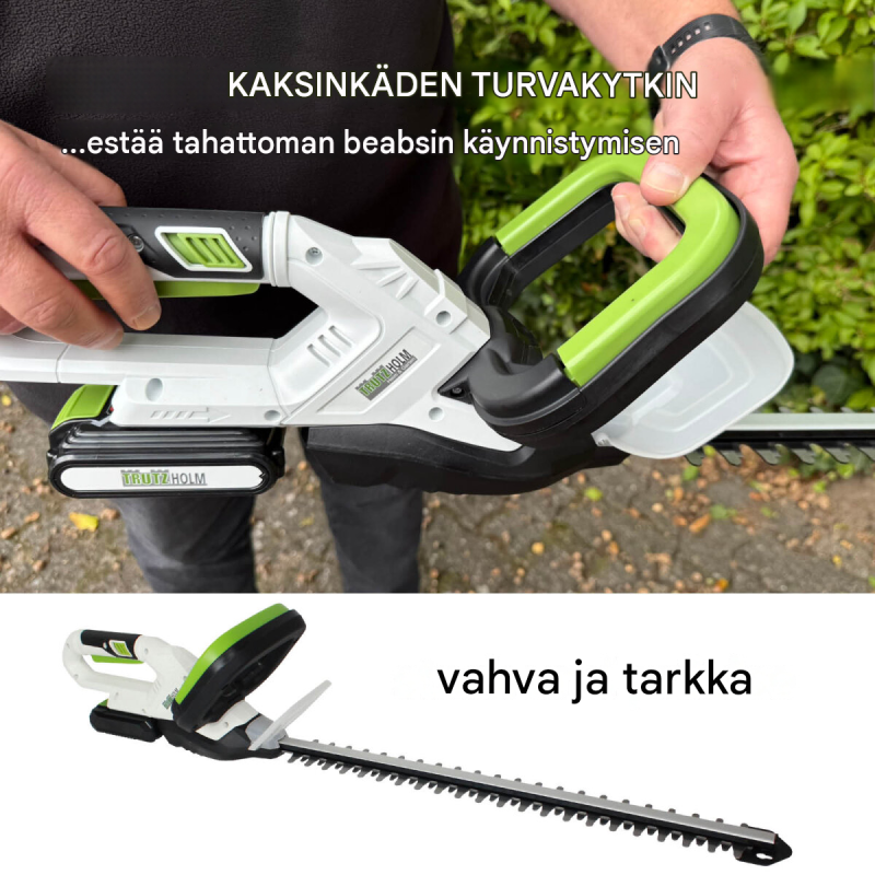 Akku-pensasleikkuri 20 V, 2 x 2,0 Ah, 520 mm, 65 mm, pikalaturi