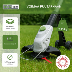 TRUTZHOLM akkuruohotrimmeri 20 V 2,0 Ah, 26 cm, 20 nylonvaraterää