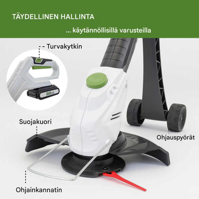 TRUTZHOLM akkuruohotrimmeri 20 V 2,0 Ah, 26 cm, 20 nylonvaraterää