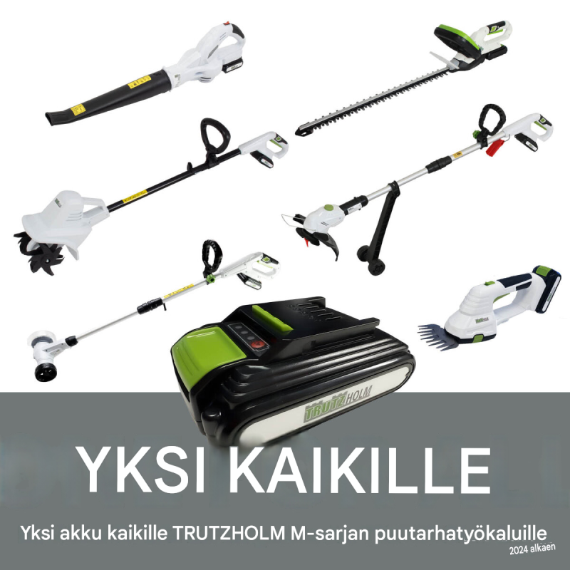 TRUTZHOLM akkuruohotrimmeri 20 V 2,0 Ah, 26 cm, 20 nylonvaraterää