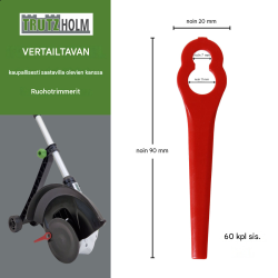 TRUTZHOLM akkuruohotrimmeri 20 V, 2 akkua, 26 cm, 60 nylon-terää