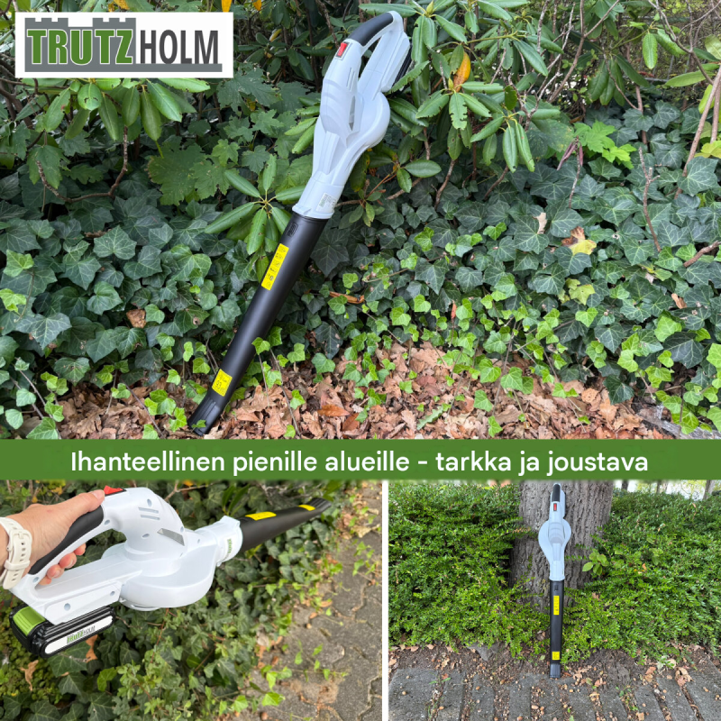 Akkulehtipuhallin 20 V, 2000 mAh, 1,4 kg, 90 cm, 49 cm:n puhallusputki, laturi