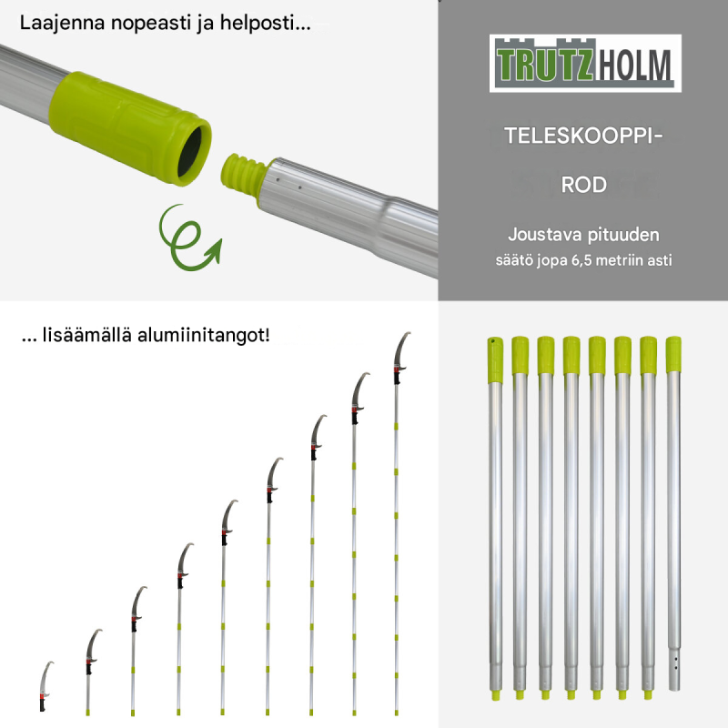 TRUTZHOLM teleskooppinen oksasaha 6,5 m, alumiini, teräs, käsisahatoiminto
