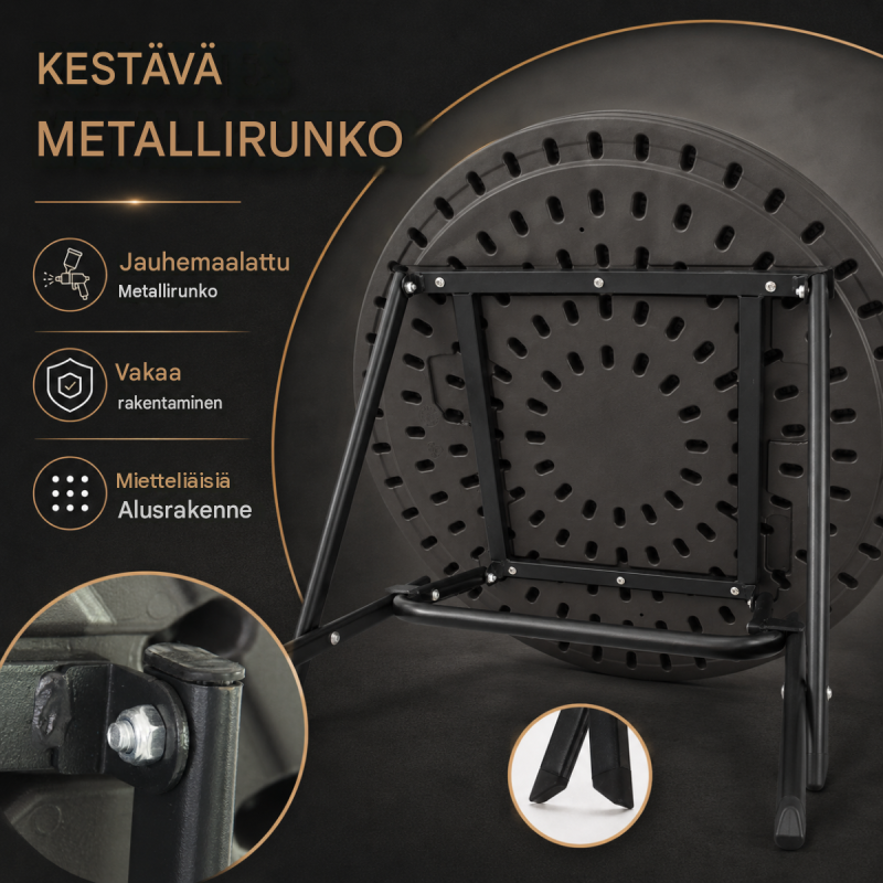 Taitettava bistropöytä TrutzHolm 60 cm, harmaa puukuosi, muovilevy, 72,5 cm