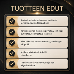 Taitettava bistropöytä TrutzHolm 60 cm, harmaa puukuosi, muovilevy, 72,5 cm