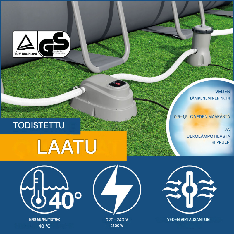 Bestway®-allaslämmitin 2800 W 58259, 40 °C, 1.520-17.035 l, 3.785 l/h