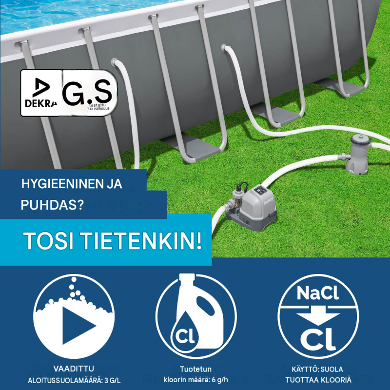 Bestway Hydrogenic™ 6 g/h suolavesijärjestelmä, altaille 26.498 l asti, 220–240 V, 80 W, 58678