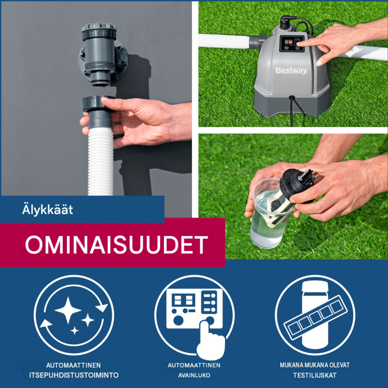 Bestway Hydrogenic™ 6 g/h suolavesijärjestelmä, altaille 26.498 l asti, 220–240 V, 80 W, 58678