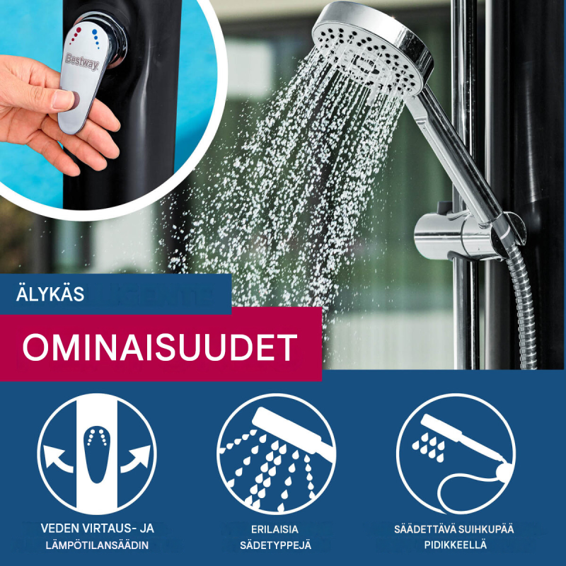 Bestway SolarFlow™ 20 L aurinkosuihku, 20 litran säiliö, ilman sähköä, uima-altaalle ja puutarhaan