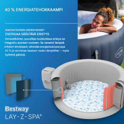Bestway® LAY-Z-SPA® Miami AirJet™ -poreallas 4 henkilölle, Ø 180 x 66 cm, tummansininen