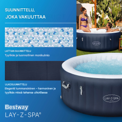 Bestway® LAY-Z-SPA® Miami AirJet™ -poreallas 4 henkilölle, Ø 180 x 66 cm, tummansininen