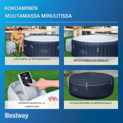 Bestway® LAY-Z-SPA® Miami AirJet™ -poreallas 4 henkilölle, Ø 180 x 66 cm, tummansininen