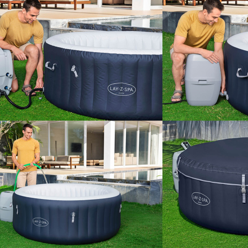 Bestway® LAY-Z-SPA® Miami AirJet™ -poreallas 4 henkilölle, Ø 180 x 66 cm, tummansininen