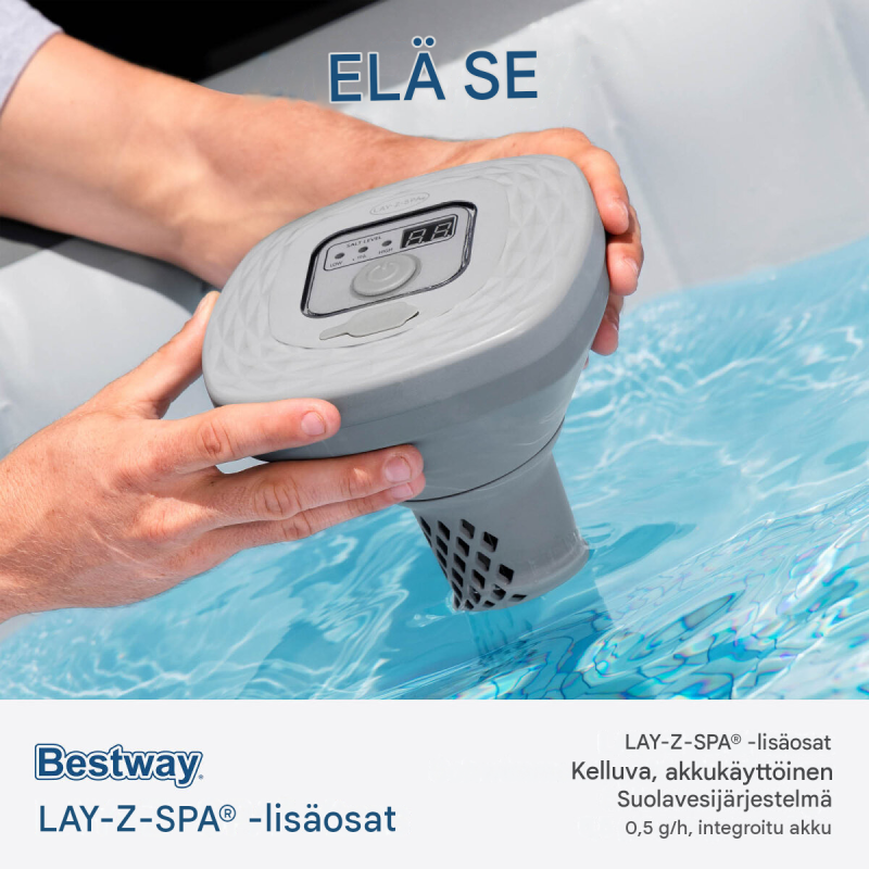 Bestway LAY-Z-SPA® Hydrogenic™ suolavesijärjestelmä, 0,5 g/h, enintään 1 400 l