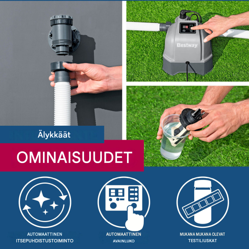 Bestway® Hydrogenic 12 g/h suolavesijärjestelmä, 100 W, enintään 56.775 l altaisiin