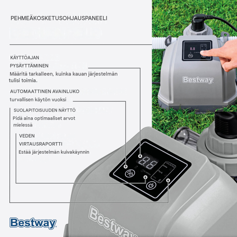 Bestway® Hydrogenic™ 2 g/h suolavesilaite altaille enintään 8.327 l