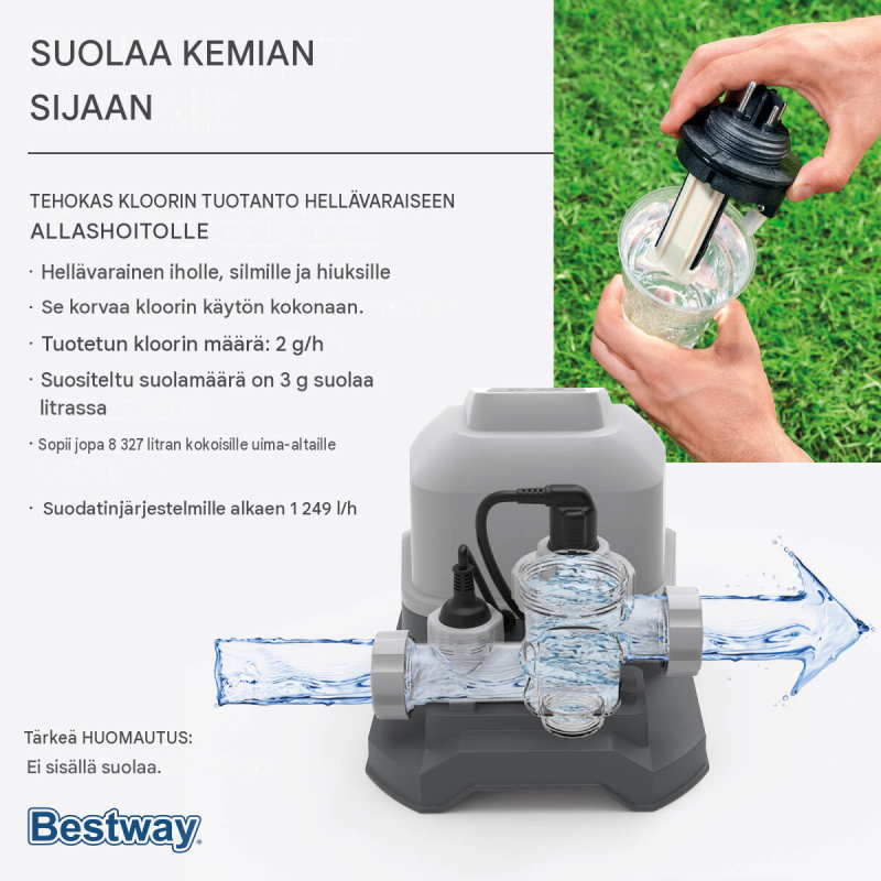 Bestway® Hydrogenic™ 2 g/h suolavesilaite altaille enintään 8.327 l
