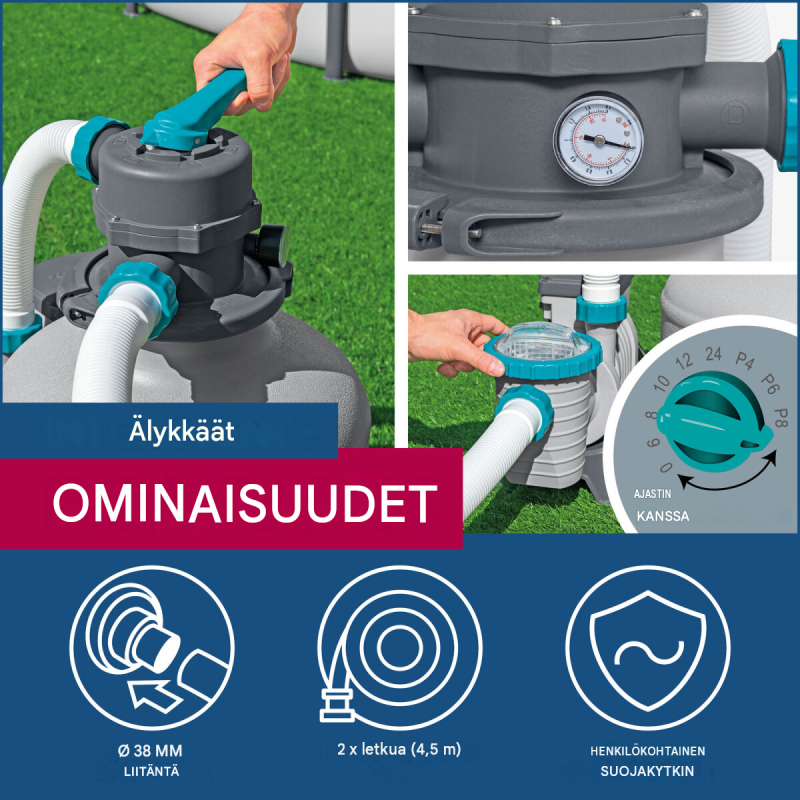 Bestway hiekkasuodatinjärjestelmä ajastimella, 230 W, 58497