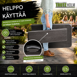 TRUTZHOLM olutjuhlakalusto 3 osaa, harmaa puukuosi, 180 x 75 cm, taittuva
